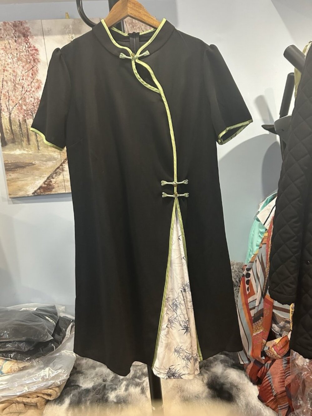 Chinese Cheongsam/Qipao Dress | XXL | Black and Green